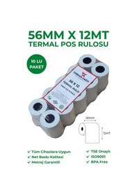 Resim 56x12 Termal Rulo Yazar Kasa Pos Rulosu 1 Koli 84 Paket 840 Adet Tse Belgeli Bpa Free 