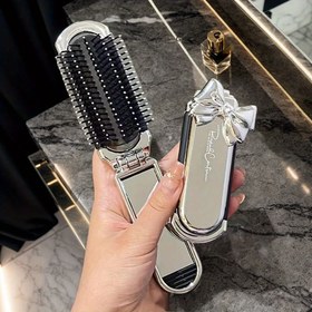 Resim Katlanabilir Tarak Taşınabilir Kadın Aynası Hava Yastığı Entegre Kompakt Masaj Yastığı Tarağı Plastik Kıl ve ABS Plastik Saplı 