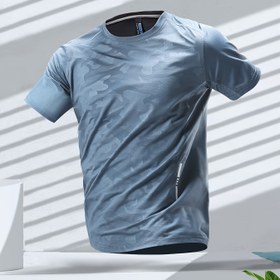 Resim Erkekler için Geometrik Desenli Hızlı Kuruyan Nefes Alabilen Polyester Karışımı Tişört - Rahat Kesim Yuvarlak Yaka Kısa Kollu, Koşu Antrenman Spor Salonu & Günlük Kullanım için 3D Süblimasyon Teknolojisi, Egzersiz Gömlekleri 