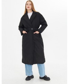 Resim Kadın Uzun Şişme Mont Siyah 