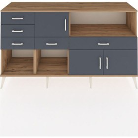 Resim Hyperion Konsol 2 Raflı 5 Çekmeceli 3 Kapaklı 176x44x99 Çam-antra Çam-antrasit 