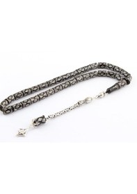 Resim 925 Ayar Gümüş El İşçilikli Kesme Model Erzurum Oltu Taşı Tesbih 