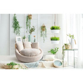 Resim Mobilya Stant Most Twist Döner Berjer Ağaç İskelet Ekru Teddy Kumaş (Evinize Teslim) 