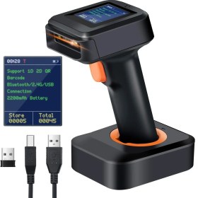Resim Tera 2d Barkod Tarayıcı, Kablosuz, Bluetooth Qr Kod Tarayıcı, Zaman Göstergeli Ekran, Pil Durumu Göstergesi, Şarj Istasyonu, Patent Numarası 90078251950003, HW006 
