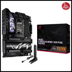Resim Asus Rog Crosshaır X870E Hero, 4xddr5, 5xm.2, Hdmı, Dp, Type-C, Pcıe 5.0, 2xwi-Fi 7, Bluetooth V5.4, Amd Ryzen 9000-8000 ve 7000 Serisi, Am5 Soket Anakart 