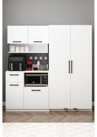 Resim Ervin Kahve Köşesi 2 Kapaklı Airfry Kiler Dolabı Çok Amaçlı Erzak Dolabı Beyaz Beyaz 