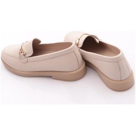 Resim Dgn 704 Kadin Aksesuarli Loafer Ayakkabi Ekru 