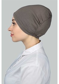 Resim Altobeh Hazır Pratik Geçmeli Lastikli Tesettür Bone - Koyu Vizon 