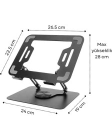 Resim Dönebilir Metal Laptop Yükseltici, Ayarlanabilir ve Ergonomik Tutucu 