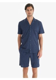 Resim Blackspade Erkek Premium Önden Düğmeli Kısa Kol Şortlu Lacivert Pijama Takım C1t1n7o04 Lacıvert 