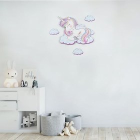 Resim Sevimli Unicorn Çocuk Odası Ahşap Duvar Saati ELF-2312026 