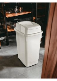 Resim Sarfmall Içeri Açılan Kapaklı Çift Kapak Çöp Kovası 32 Lt Beyaz 