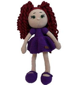 Resim Amigurumi Organik Oyuncak-uyku Arkadaşı -örme Mor Bebek 