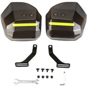 Resim Neevoyu Motosiklet Elektronik Araç El Koruyucu, Siyah Yarı Saydam Pvc, Güneş Yağmuru Rüzgar Engeli, Reflektör Şeritli, Kol Yorumu Azaltıcı, Kol Kapaklığı 