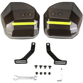 Resim Neevoyu Motosiklet Elektronik Araç El Koruyucu, Siyah Yarı Saydam Pvc, Güneş Yağmuru Rüzgar Engeli, Reflektör Şeritli, Kol Yorumu Azaltıcı, Kol Kapaklığı 