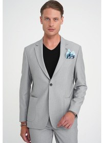 Resim Efor Slim Fit Torba Cep Esnek Pamuk Düz Gri Blazer Ceket C 712 Gri 