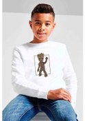 Resim Groot Skull Baskılı Unisex Çocuk Beyaz Sweatshirt Beyaz 