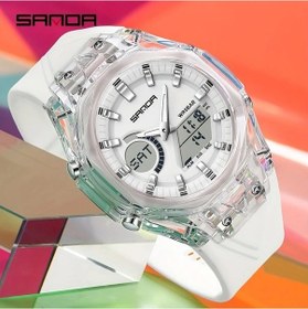 Resim Fochsia Sanda Erkekler İçin Çift Ekranlı Digital Analog Led Işıklı Alarmlı Spor Kol Saati 6283 Beyaz Diğer 