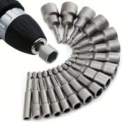 Resim 14 adet Güç Somunları Sürücü Matkap Ucu 1/4 Altıgen Sap CRV Tornavidalar Somun Sürücü Soket Ucu Güç Araçları 5-13mm manuel matkapla uyumlu, altıgen anahtar dahil - dayanıklı, çeliği temizleyebilir 