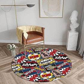 Resim Retro Çizgi Roman Pop Art Renkli Alan Halısı İç Mekan Hafif Pamuk Taban Zemin Paspası Oturma Odası Yatak Odası Yurt İçin Çocuk Odası (150 x 230 cm) 