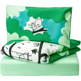 Resim IKEA GRONFINK Bebek Nevresim Takımı Ye?il Turkuaz 60x120 cm Pamuklu 
