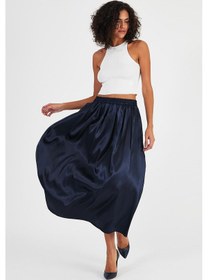 Resim Alexandergardı Yandan Cepli Beli Lastikli Pileli Etek B24-00199 