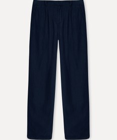 Resim Mudo Erkek Lacivert Straight Fit Keten Pantolon 