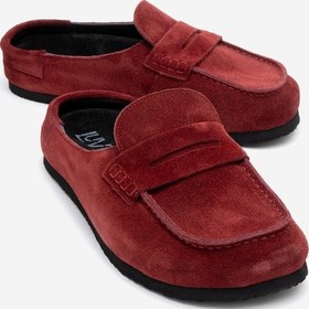 Resim Luvi Shoes Prıva Bordo Süet Hakiki Deri Kadın Terlik Bordo 