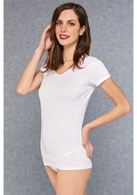 Resim Doreanse Kadın Micromodal V Yaka Kısa Kollu T Shirt 9393 