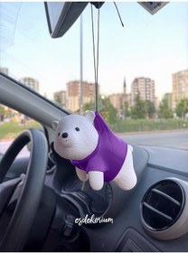 Resim Sevimli Ayıcık Dikiz Aynası Süsü - Araç Aksesuar - Oto Aksesuar Mor 