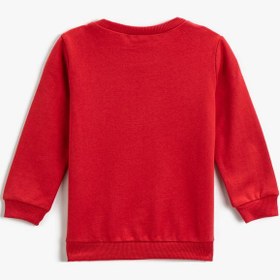 Resim Erkek Bebek Bisiklet Yaka Kabartmalı Sweatshirt Pamuklu 