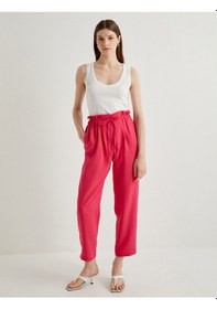Resim Koton Jogger Pantolon Beli Bağcıklı Cep Detaylı Rahat Kesim Fuşya 4sak40461pw Fuşya 