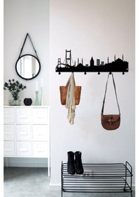 Resim Dekoratif Metal Siyah Duvar Kapı Askısı Elbise Askısı İstanbul Model Askılık Siyah 