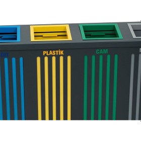 Resim 3'lü Fırın Boyalı Paslanmaz Metal Sıfır Atık Kutusu Geri N11.153 