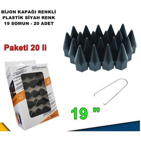 Resim Sivri Mermi Tip Bijon Kapağı Plastik Siyah Renk 19 Mm Bijon Uyumlu 20 Adet 