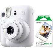 Resim Fujifilm Instax Mini 12 Fotoğraf Makinesi + 10'lu Mini Film Beyaz 