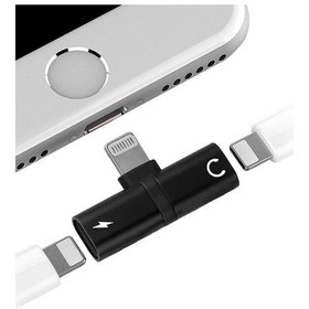 Resim Apple Uyumlu iPhone Lighting Kare Giriş Kulaklık Ve Şarj Çoklama Başlık Adaptör 