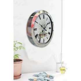 Resim Bahat Krom Çerçeveli Salon Ofis Duvar Saati 36 cm 