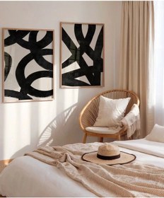 Resim Çerçevesiz Poster Kesişen Çizgiler Soyut 2'li 