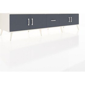 Resim Kronos Tv Ünitesi 2 Raflı Tek Çekmeceli 4 Kapaklı 220x59x51 Aytaşı-antrasit Antrasıt/antrasıt - Aytası 