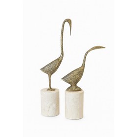 Resim Swanora Dekoratif Kuğu Obje Set Traverten Mermer 