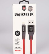Resim Beşiktaş Lisanslı Iphone Data Sarj Kablosu Kbl-1903 3a Lightning Usb 1m(5X8)*40 