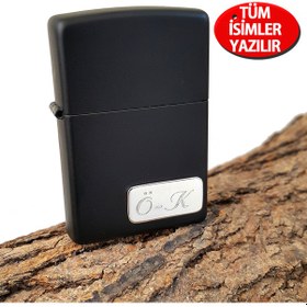 Resim Zippo Çakmak ve Gümüş Tabaka Üzerine Harf İsim Yazı Ar59T 