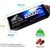 Resim Leopard Power 22000 mAh 22.2V 6S 25C UAV & Multirotor Lityum Polimer Lipo Batarya Pil XT150 Plug 