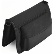 Resim Sürekli Dayanıklı Bisiklet Çerçeve Çantası, 1l Hacimli, Çift Taraflı Taşıma, Omuz Çantası Olarak Kullanılabilir, Siyah Oxford Kumaşı, Bisiklet Tamir Araçları Ve Gerekli Eşyalar İçin Uygun Siyah Siyah 