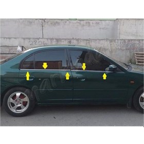 Resim Honda Civic Krom Cam Çıtası 2001-2005 4 Parça Paslanmaz Çelik 