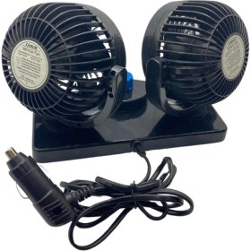 Resim 12V VANTİLATÖR 4 '' (ÇAKMAK FİŞLİ) (TORPİDO ÜSTÜ) (ÇİFT DEVRE) (360° AYARLANABİLİR) (265*110*145 MM) 