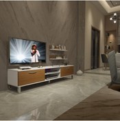 Resim Decoraktiv Eko 4 Slm Dvd Krom Ayaklı Tv Ünitesi Tv Sehpası - Beyaz - Ceviz 