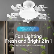 Resim 5 Vantilatör Tavan Lambası - Uzaktan Kumandalı, Güçlü Dolaşım Fanı, Ayarlanabilir LED Aydınlatma, E27 Vidalı Taban, Geniş Voltaj Aralığı (85-265V), Enerji Tasarruflu Dolaşım Sistemi, Oturma Odası, Yatak Odası, Ev Ofisi İçin Modern Tavan Lambası, Çift Fonksiyonlu Aydınlatma 