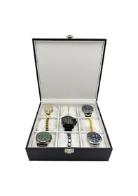 Resim Saat Kutusu 9 Lu Osmanlı Devlet Armalı Siyah Deri Siyah 